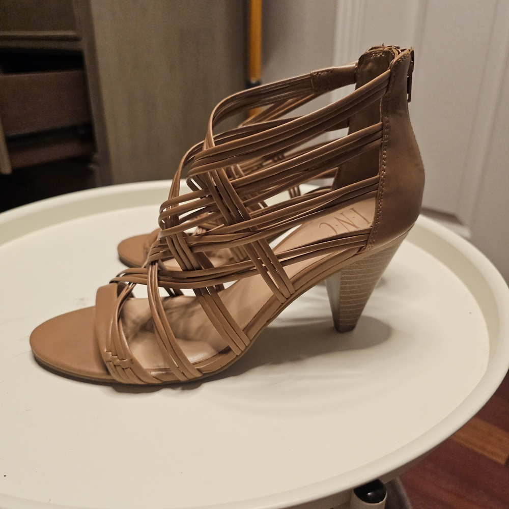 Fun Summer Tan Strappy Heels - Picture 4 of 8